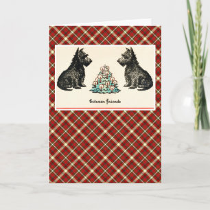 Between Friends Vintage Christmas Terrier Dogs Holiday Card