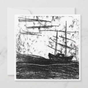 Between Shores Monorprint Invitation