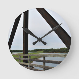 Between the Bars of Rust Round Clock
