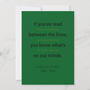 Between the Lines Typography Save the Date card
