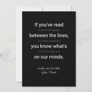 Between the Lines Typography Save the Date card