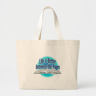 Between the Pages Blue Style Large Tote Bag