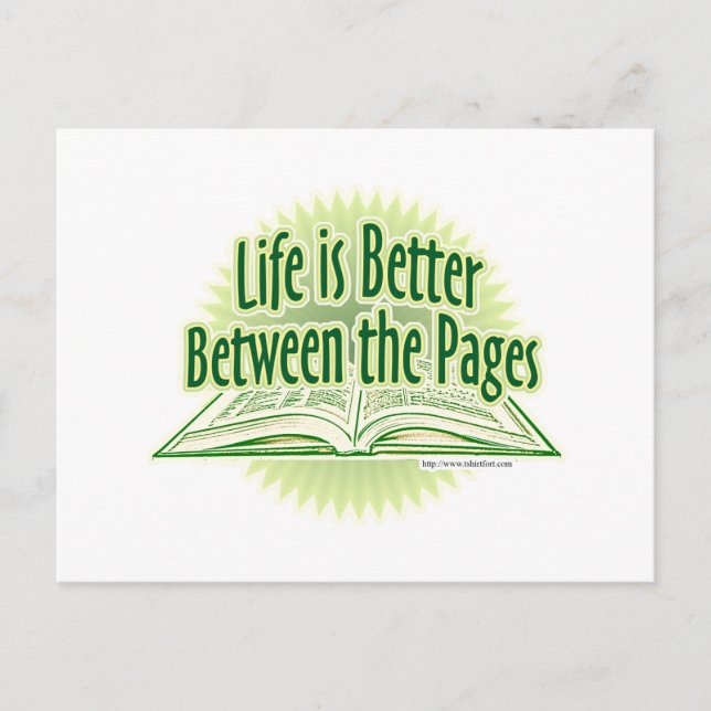 Between the Pages Green Style Postcard (Front)