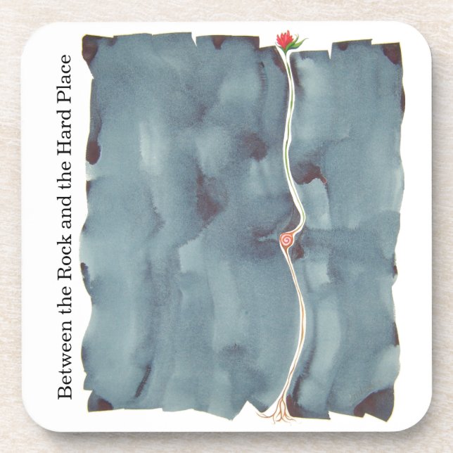 Between the Rock and the Hard Place Cork Coaster (Front)