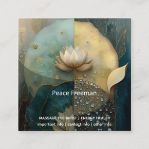 Between Water and Light Lotus Flower Design Square Business Card