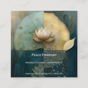 Between Water and Light Lotus Flower Design Square Business Card
