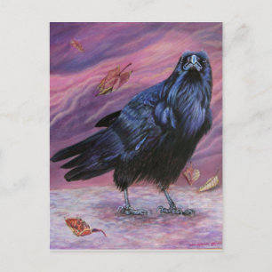 Between Worlds Raven Postcard by Michaeline McDona