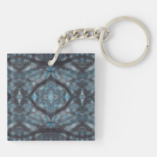Betwixt Blue Abstract Watercolor Art Key Ring