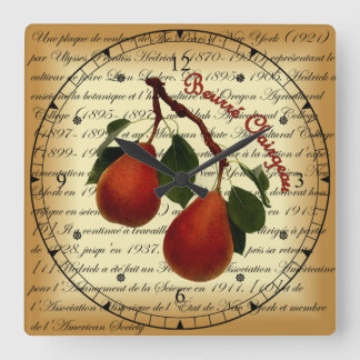 Beurré Clairgeau Pear ~ Ulysses Prentiss Hedrick ~ Square Wall Clock