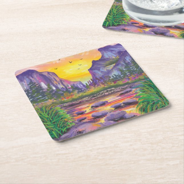 Beutiful Nature Custom Photo  Square Paper Coaster (Angled)