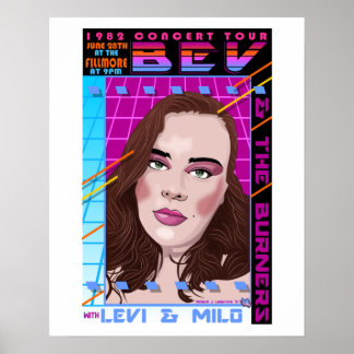 Bev and the Burners concert poster Marissa inspire