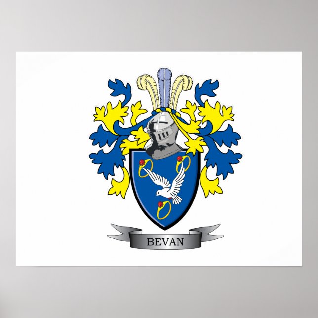 Bevan Family Crest Coat of Arms Poster (Front)