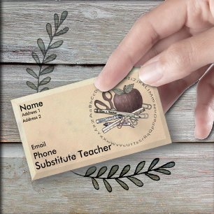 Bevel Substitute Teacher custom Business Card