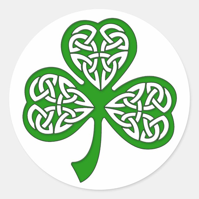 Beveled Celtic Knot Shamrock Classic Round Sticker (Front)