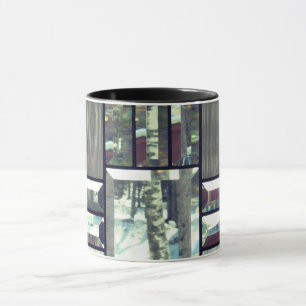 Beveled glass metallic look silver grey modern mug