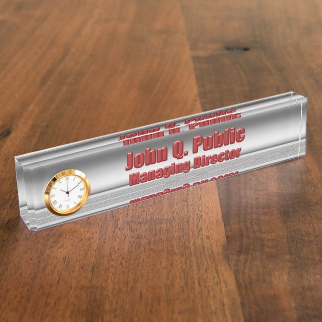 Beveled Pressed Steel Desk Nameplate (Side)