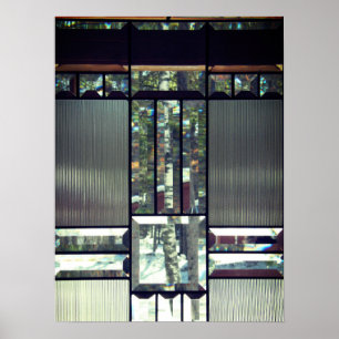 Beveled stained glass metallic silver look modern  poster