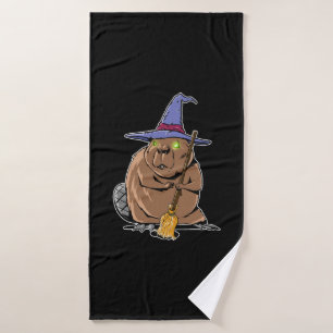 Bever Dressed As Witch - Halloween Beaver Bath Towel