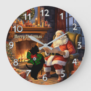 Beveridge Scottie Dog & Santa Personalised Xmas Large Clock