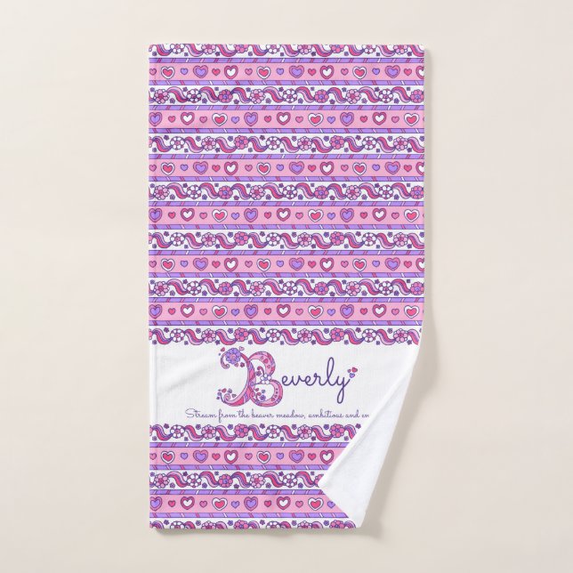 Beverley name meaning hearts letter B towels (Hand Towel)