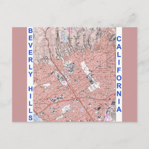 Beverly Hills California Physical Map 1995 Postcard