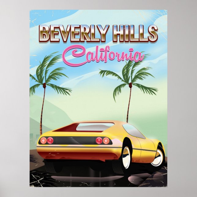 Beverly Hills California retro travel poster (Front)