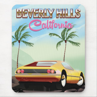Beverly Hills California retro travel poster Mouse Mat