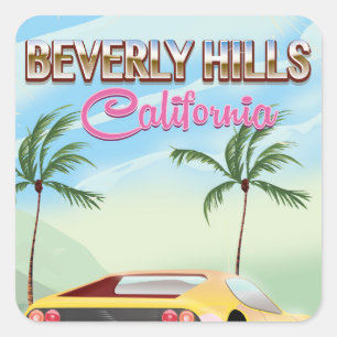 Beverly Hills California retro travel poster Square Sticker