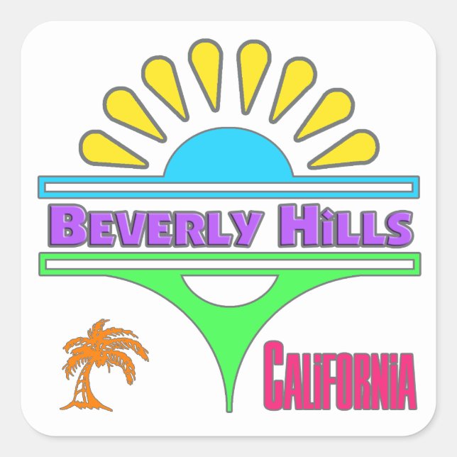 "Beverly Hills Colourful 1" Sticker (Front)