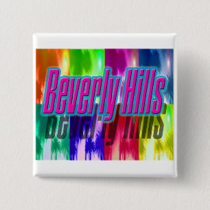 "Beverly Hills" Colourful Palms Button