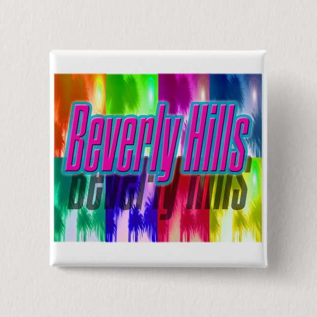 "Beverly Hills" Colourful Palms Button (Front)