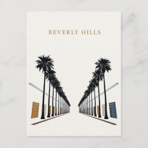 Beverly Hills Palm Tree Shopping Art Postcard