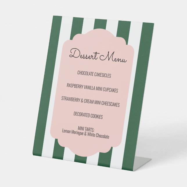 Beverly Hills Pink & Green Dessert Menu Pedestal S Pedestal Sign (Front)