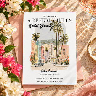 Beverly Hills Watercolor Bridal Brunch Invitation