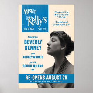Beverly Kenney jazz poster - Mister Kelly's