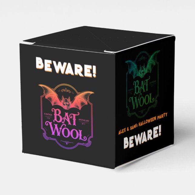 BEWARE Bat Wool Halloween Party Cute Spooky Candy Favour Box (Front Side)