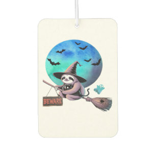 Beware Cute Witch Sloth Flying on Broom Halloween  Car Air Freshener