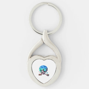 Beware Cute Witch Sloth Flying on Broom Halloween Key Ring