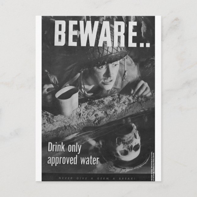 Beware... Drink only approved water Postcard (Front)