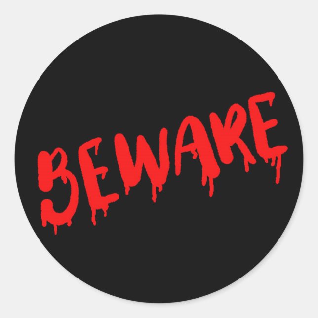 Beware dripping blood Halloween sticker (Front)