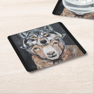 Beware False Alphas Painting by Alfred Fox Square Paper Coaster
