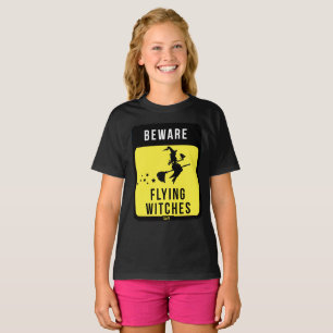BEWARE FLYING WITCHES  funny halloween  T-Shirt