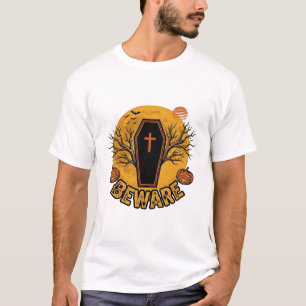 Beware Halloween Coffin Pumpkin Vintage Shirt Desi