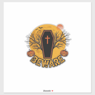 Beware Halloween Coffin Pumpkin Vintage Shirt Desi