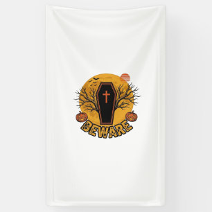Beware Halloween Coffin Pumpkin Vintage Shirt Desi Banner