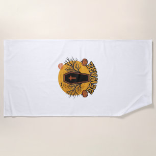 Beware Halloween Coffin Pumpkin Vintage Shirt Desi Beach Towel