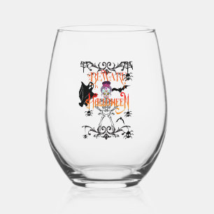 Beware Halloween Stemless Wine Glass
