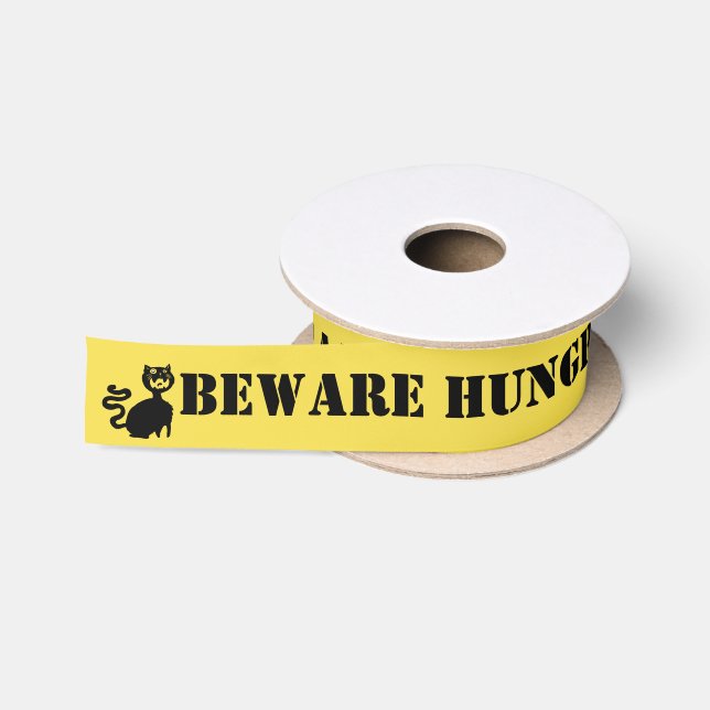 Beware Hungry Cats! Satin Ribbon (Spool)