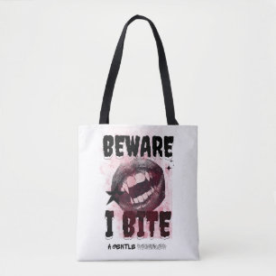 BEWARE I BITE - Grunge Vampire Aesthetic Y2K Goth Tote Bag