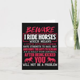 Beware I Ride Horses Horse Riding Equestrian Card